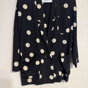Vintage Liz Claiborne 80s Navy Polka Dot Jacket Size 6